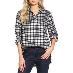 Madewell • Black White Plaid Side Button Flannel